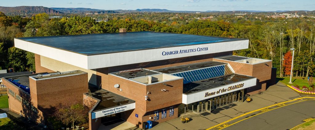 An aerial view of the Charger Athletics Center.